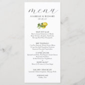 Eenvoudige Elegante Waterverf Citrus Bruiloft Menu (Voorkant)