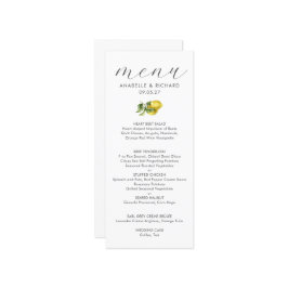 Eenvoudige Elegante Waterverf Citrus Bruiloft Menu
