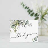 Eenvoudige elegante Waterverf Eucalyptus Dank je w Briefkaart (Staand voorkant)