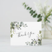 Eenvoudige elegante Waterverf Eucalyptus Dank je w Briefkaart (Staand voorkant)