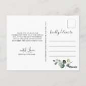 Eenvoudige elegante Waterverf Eucalyptus Dank je w Briefkaart (Achterkant)