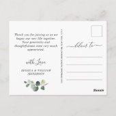 Eenvoudige elegante Waterverf Eucalyptus Dank je w Briefkaart (Achterkant)