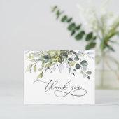 Eenvoudige elegante Waterverf Eucalyptus Dank je w Briefkaart (Staand voorkant)