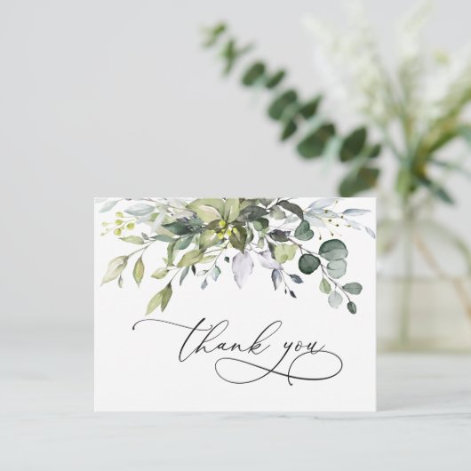 Eenvoudige elegante Waterverf Eucalyptus Dank je w Briefkaart (Staand voorkant)