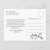 Eenvoudige elegante Waterverf Eucalyptus Dank je w Briefkaart (Achterkant)