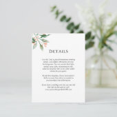 Eenvoudige Elegante Waterverf Floral bruiloft Deta Kaart (Staand voorkant)