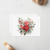 Eenvoudige Elegante Waterverf Floral Flat Note Kaa Notitiekaartje (Voorkant / Achterkant in situ)