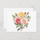 Eenvoudige Elegante Waterverf Floral Flat Notitiekaartje (Voorkant / Achterkant)