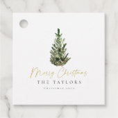 Eenvoudige Elegante Waterverf Kerstboom Bedankjes Labels (Voorkant)