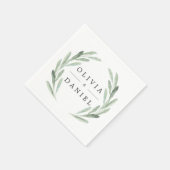 Eenvoudige Elegante Waterverf Krans Greenery Weddi Servetten (Hoek)