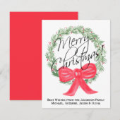 Eenvoudige elegante Waterverf krans Vrolijk Kerstf Feestdagenkaart (Voorkant / Achterkant)
