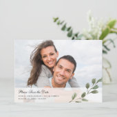 Eenvoudige elegante Waterverf laat de ruimte | Twe Save The Date (Staand voorkant)