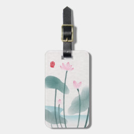 Eenvoudige elegante Waterverf Lotus Flowers Roze G Bagagelabel