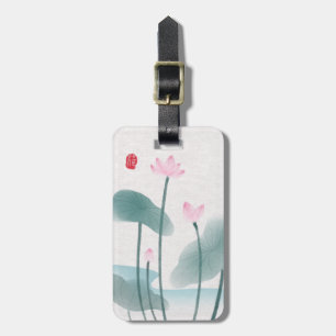 Eenvoudige elegante Waterverf Lotus Flowers Roze G Bagagelabel