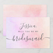 Eenvoudige Elegante Waterverf mijn bruidsmeisje Kaart (Voorkant / Achterkant)