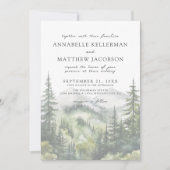 Eenvoudige Elegante Waterverf Mountain Wedding Kaart (Voorkant)