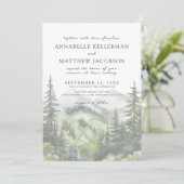 Eenvoudige Elegante Waterverf Mountain Wedding Kaart (Staand voorkant)