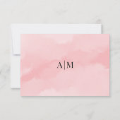 Eenvoudige Elegante Waterverf Roze bruiloft RSVP K (Achterkant)