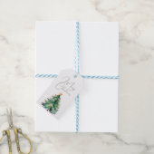 Eenvoudige Elegante Waterverf Vrolijke Kerstboom Cadeaulabel (Met Touw)