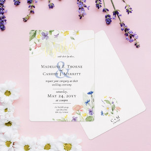 Eenvoudige Elegante Waterverf Wilde Bloemen Boho B Folie Uitnodiging