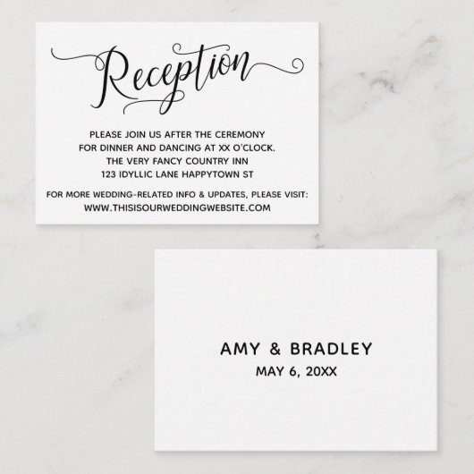 Eenvoudige, elegante weddenschappen informatiekaartje (Voorkant / Achterkant)