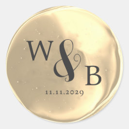 Eenvoudige Elegante Wedding Wax Seal Monogrammed Ronde Sticker
