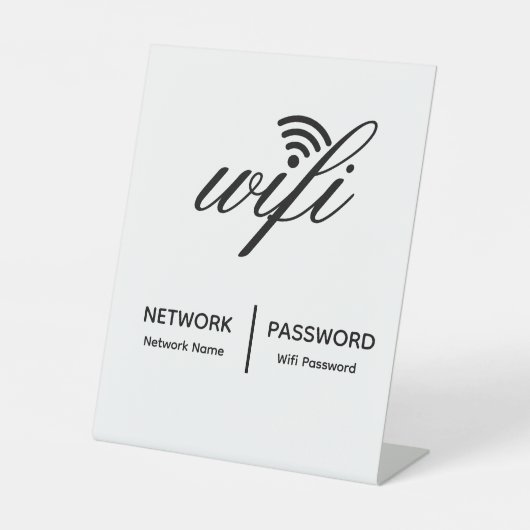 Eenvoudige elegante WiFi-netwerk wachtwoord Info W Reclamebord Met Voetstuk (Voorkant)