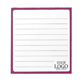 Eenvoudige elegante wijnkleurige Logo bekleed bedr Notitieblok