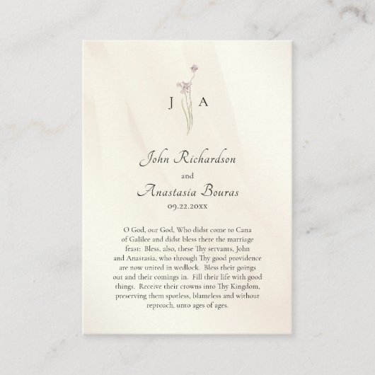 Eenvoudige Elegante Wildbloemen Bruiloft Gebed Kaa Plaatskaartje (Voorkant)