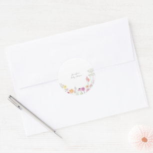 Eenvoudige Elegante Wilde Bloem Baby Shower Ronde Sticker