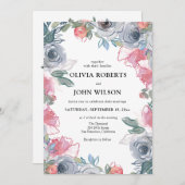 Eenvoudige Elegante Wildflower bruiloft Kaart (Voorkant / Achterkant)