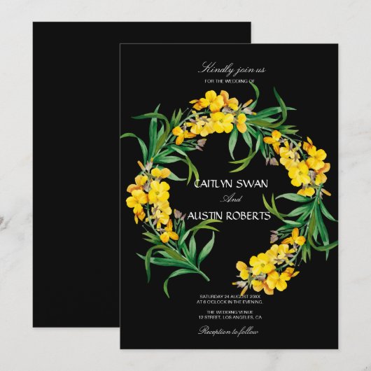 Eenvoudige Elegante Wildflower Kaart (Voorkant / Achterkant)