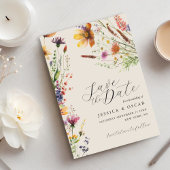 Eenvoudige Elegante Wildflower Lente Zomer Bruilof Save The Date