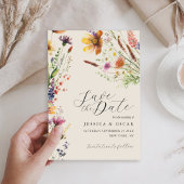 Eenvoudige Elegante Wildflower Lente Zomer Bruilof Save The Date