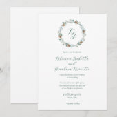 Eenvoudige Elegante Winter Groen Monogram Bruiloft Kaart (Voorkant / Achterkant)