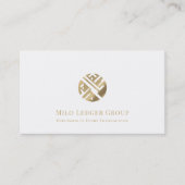 Eenvoudige Elegante Wit Gouden Geometrische Logo Visitekaartje (Voorkant)