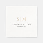 Eenvoudige Elegante Wit Grijs Goud Monogram Huweli Servet (Voorkant)