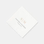 Eenvoudige Elegante Wit Grijs Goud Monogram Huweli Servet (Hoek)