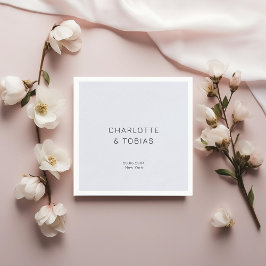 Eenvoudige elegante witte blauwe bruiloft servet