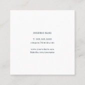 Eenvoudige Elegante Witte Blauwe Consultant Vierkante Visitekaartje (Achterkant)