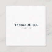 Eenvoudige Elegante Witte Blauwe Consultant Vierkante Visitekaartje (Voorkant)