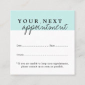 Eenvoudige Elegante Witte Blauwe Schoonheid Afspra Afsprakenkaartje (Voorkant)