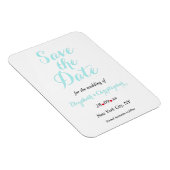 Eenvoudige elegante witte Blauwgroen bruiloft besp Magneet (Rechterzijde)