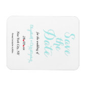 Eenvoudige elegante witte Blauwgroen bruiloft besp Magneet (Horizontaal)