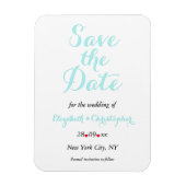 Eenvoudige elegante witte Blauwgroen bruiloft besp Magneet (Verticaal)