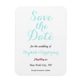 Eenvoudige elegante witte Blauwgroen bruiloft besp Magneet