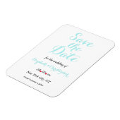 Eenvoudige elegante witte Blauwgroen bruiloft besp Magneet (Linkerzijde)