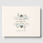 Eenvoudige, elegante witte bloemen bruiloft gastenboek (Voorkant)