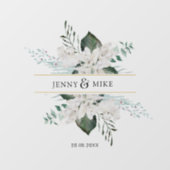 Eenvoudige, elegante witte bloemen bruiloft raamsticker (Vel)