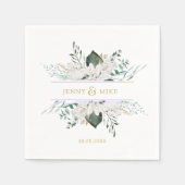 Eenvoudige, elegante witte bloemen bruiloft servet (Voorkant)